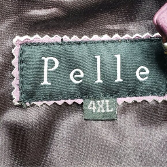 Pelle Lambskin Leather Jacket Coat Purple Wine Men's 4XL Moto - Picture 9 of 15